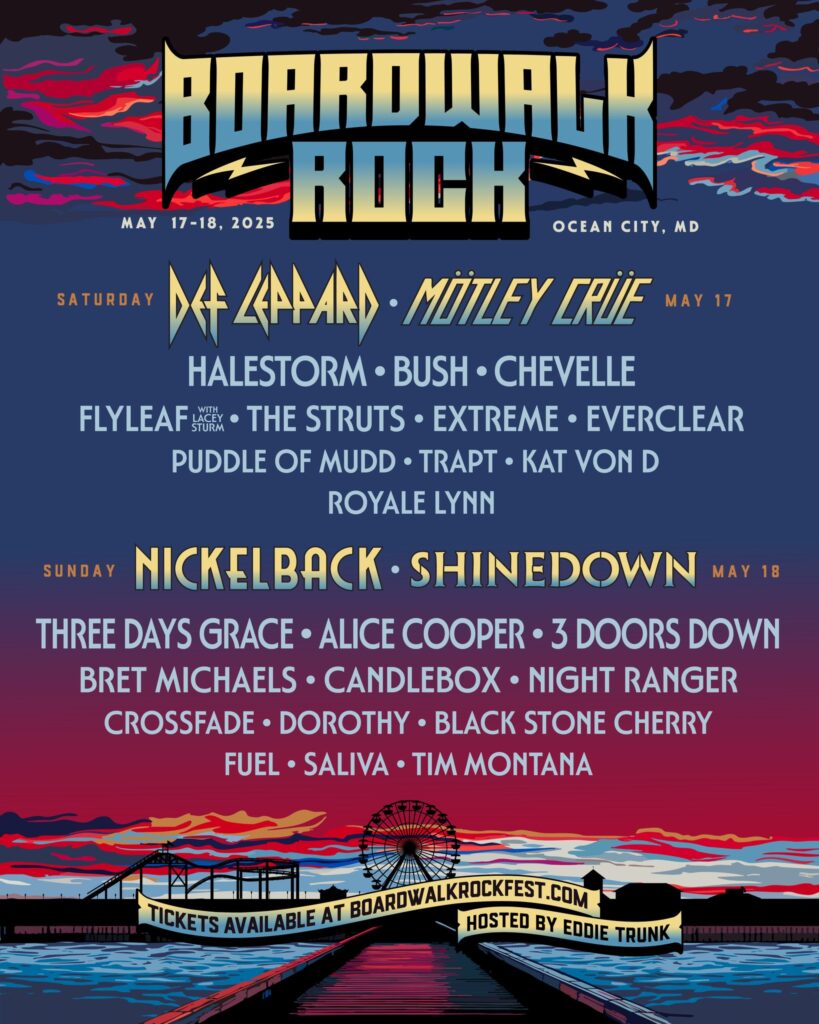 The line up for Boardwalk Rock Festival in Ocean City Maryland. 